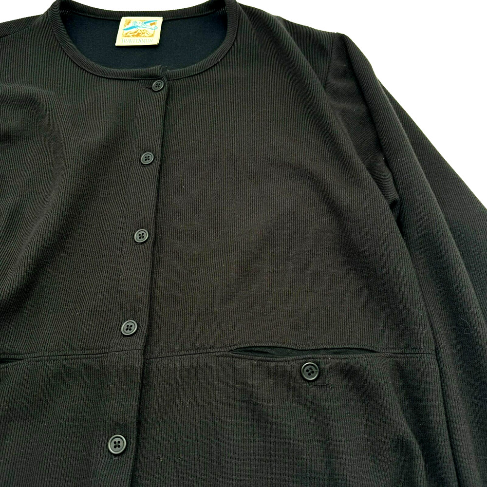 TRAVELSMITH Large Black Button Long‎ Sleeve Lightweight Cardigan Sweater Pockets